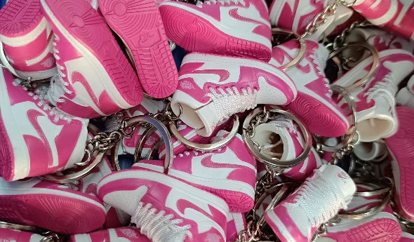 Miniature sneaker keychain product samples
